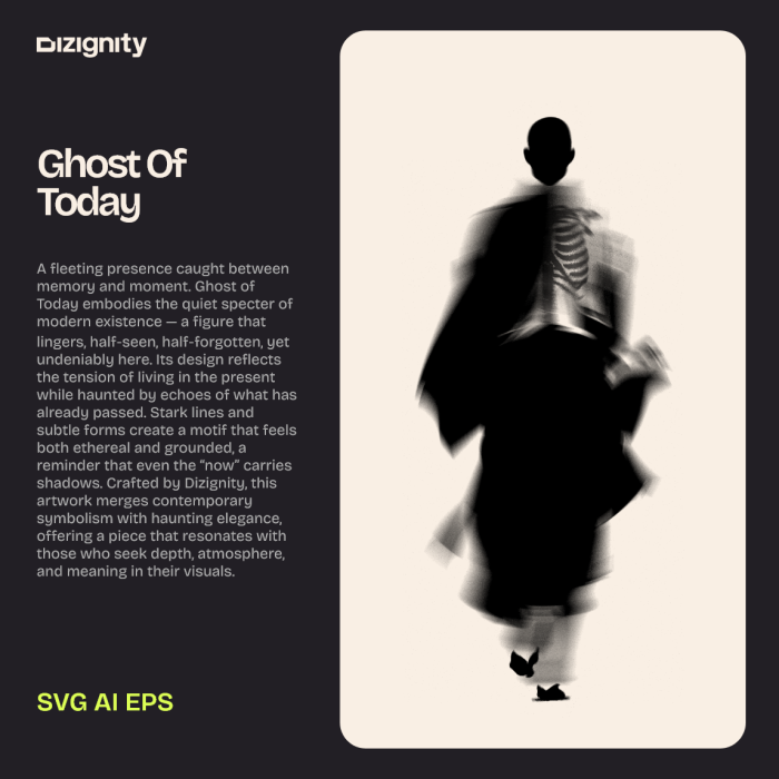 Ghost of Today artwork — surreal illustration by Dizignity, symbolizing fleeting presence, modern existence, and haunting elegance.